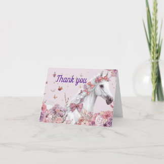 Pretty Ponies and Petals Horse Thank You Cards