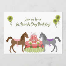 Pretty Ponies St Patrick's Day Birthday Invitation