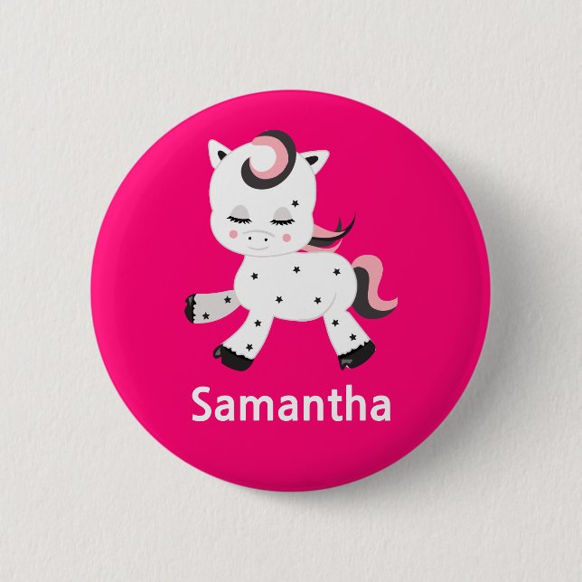 Pretty Pony Kawaii Pink 2 Inch Round Button (Front)