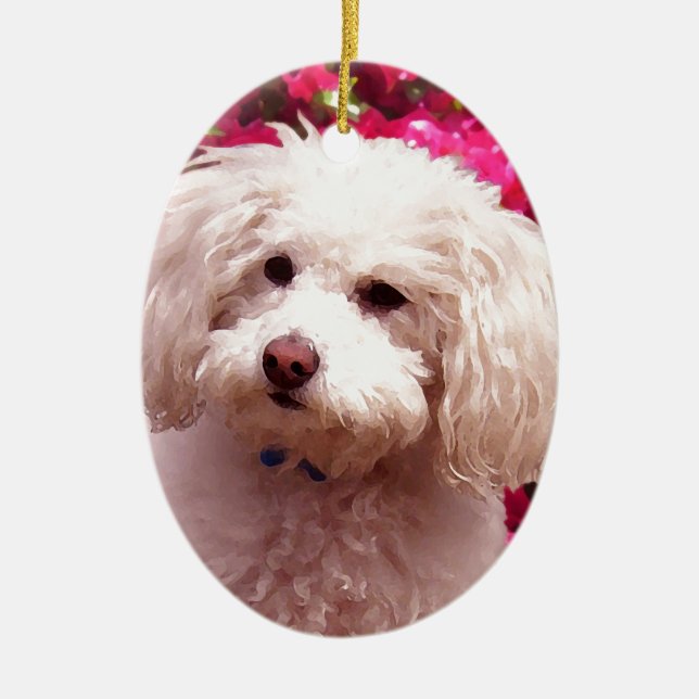 Pretty Poodle Ceramic Ornament (Front)