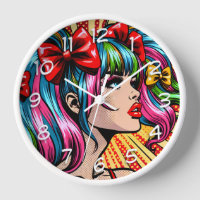 Pretty Pop Art Comic Girl with Bows