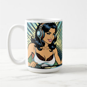 Pretty Pop Art Deejay Jamming Coffee Mug