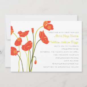 Pretty Poppies Horizontal Invitation Card