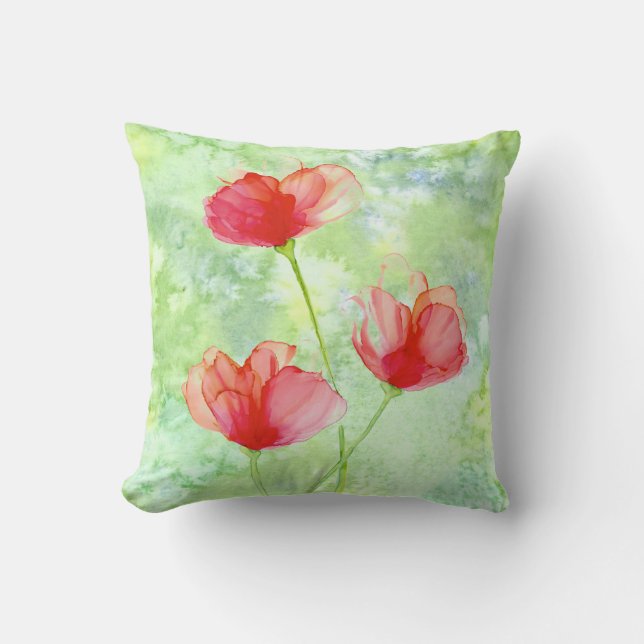 Pretty Poppies Pillow (Front)