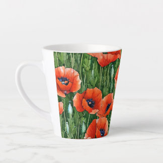 Pretty poppies watercolor design latte mug