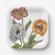 Pretty Poppy Paper Plates