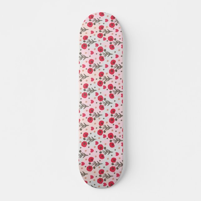 Pretty poppy seamless pattern skateboard (Front)