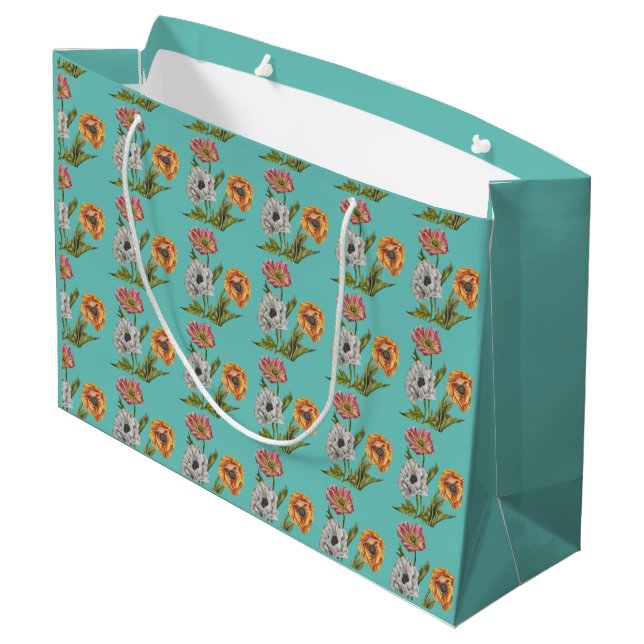 Pretty Poppy Wrapping Paper Large Gift Bag (Back Angled)