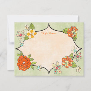 Pretty Posies Personalized Note Cards Tangerine