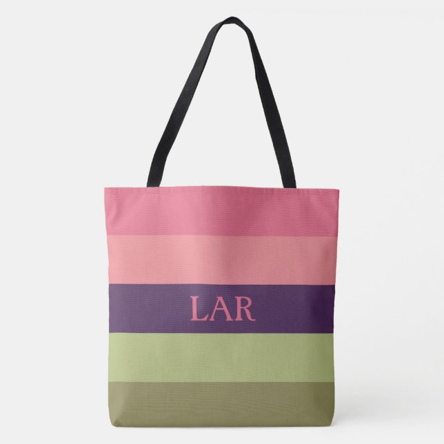 Pretty Posies Stripe Monogram Diaper Bag (Front)