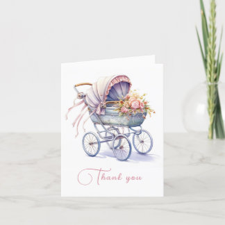 Pretty Pram with Flowers Thank You Card