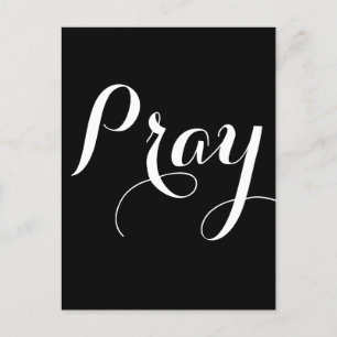 pretty PRAY script lettering   Postcard