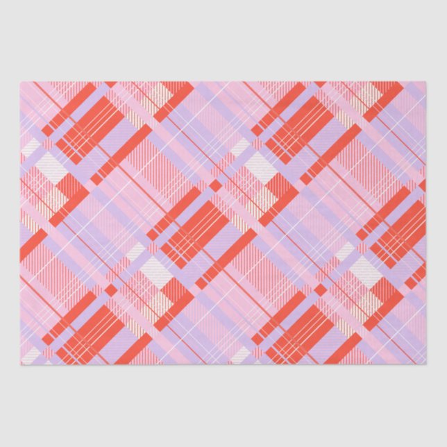 Pretty Preppy Plaid - Pink, Red & Lavender  Tissue Paper (Front)