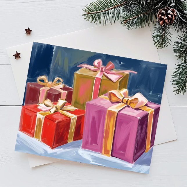 Pretty Presents Watercolor Holiday Postcard (Creator Uploaded)