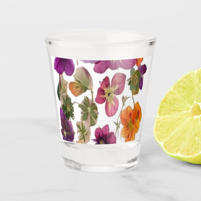 Pretty Pressed Flowers - Shot Glass (Front)