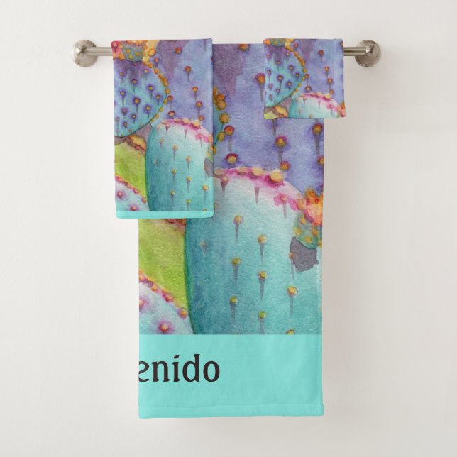 Pretty Prickly Pear Guest Towel Set Bathroom Towel (Insitu)