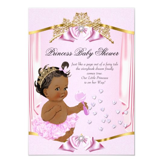 Pretty Princess Baby Shower Pink Gold Ethnic Card