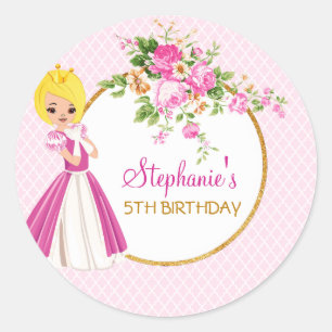 Pretty Princess Girls Birthday Party Sticker