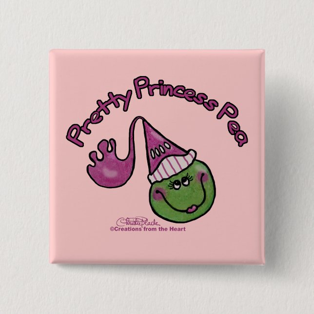 Pretty Princess Pea 2 Inch Square Button (Front)