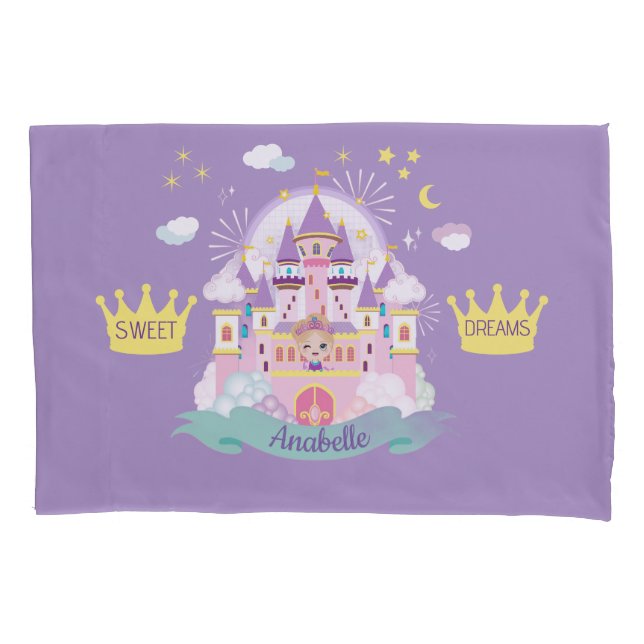 Pretty Princess Personalized Purple Pillowcase (Front)