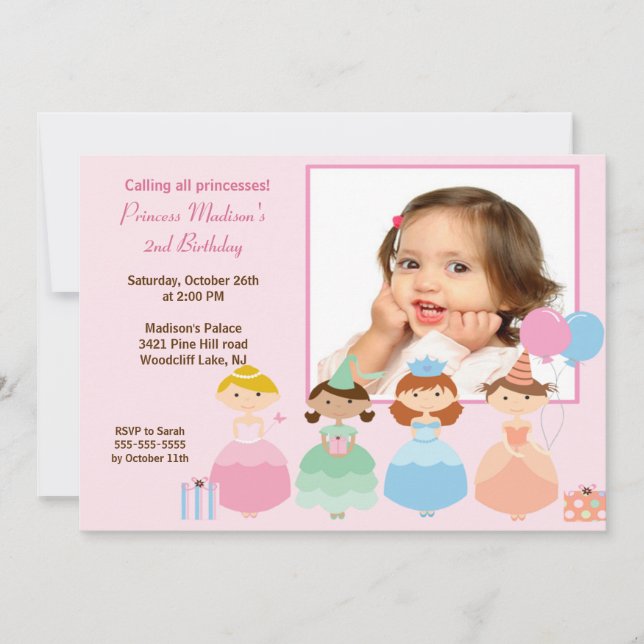 Pretty Princess Photo Birthday Party Invitation (Front)