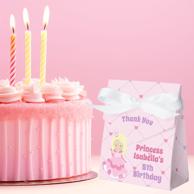 Pretty Princess Pink Blonde Girl Birthday Party Favor Box (Creator Uploaded)