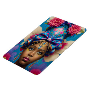 Pretty princess with huge bow hat magnet