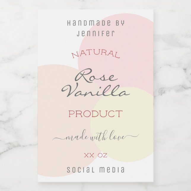 Pretty Product Packaging Labels Pastel Watercolor  (Single Label)