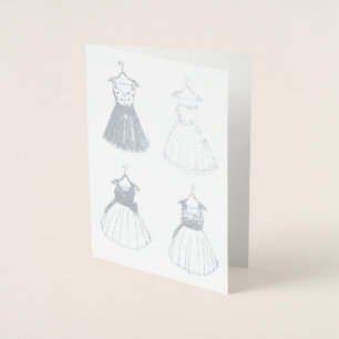 Pretty Prom Party Dress Retro Vintage 50s Fashion Foil Card