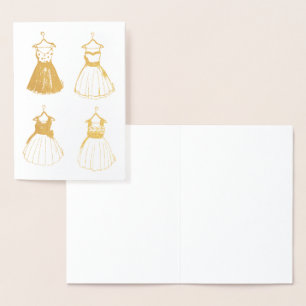 Pretty Prom Party Dresses Retro Vintage Style 50s Foil Card