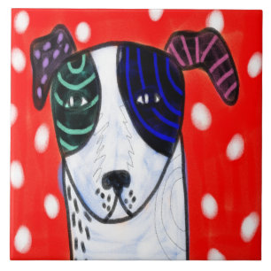 Pretty Puppy Abstract Art Tile