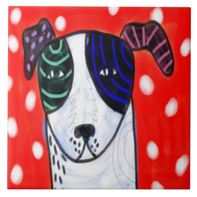 Pretty Puppy Abstract Art Tile (Front)