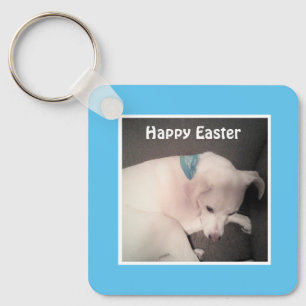 Pretty Puppy Dog Resting Peacefully Easter Gift Keychain