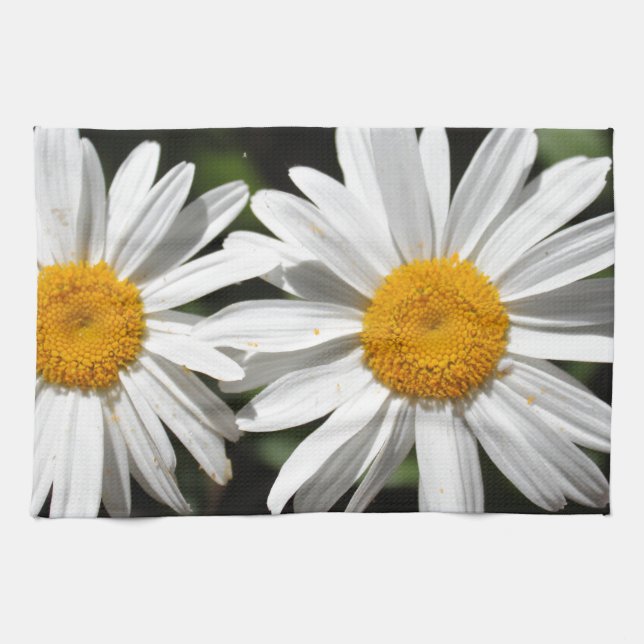 Pretty pure white daisy flowers kitchen towel (Horizontal)