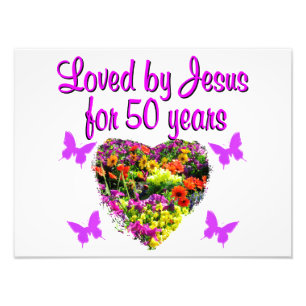 PRETTY PURPLE 50TH BIRTHDAY DESIGN PHOTO PRINT