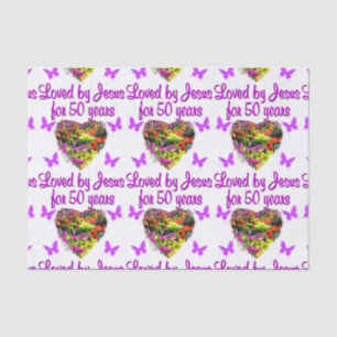 PRETTY PURPLE 50TH BIRTHDAY DESIGN TISSUE PAPER