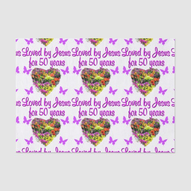 PRETTY PURPLE 50TH BIRTHDAY DESIGN TISSUE PAPER (Front)