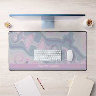 Pretty Purple Abstract Playful Boho Design Name Desk Mat