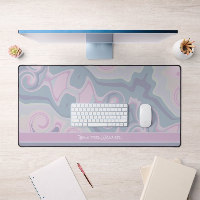 Pretty Purple Abstract Playful Boho Design Name Desk Mat (Office 1)