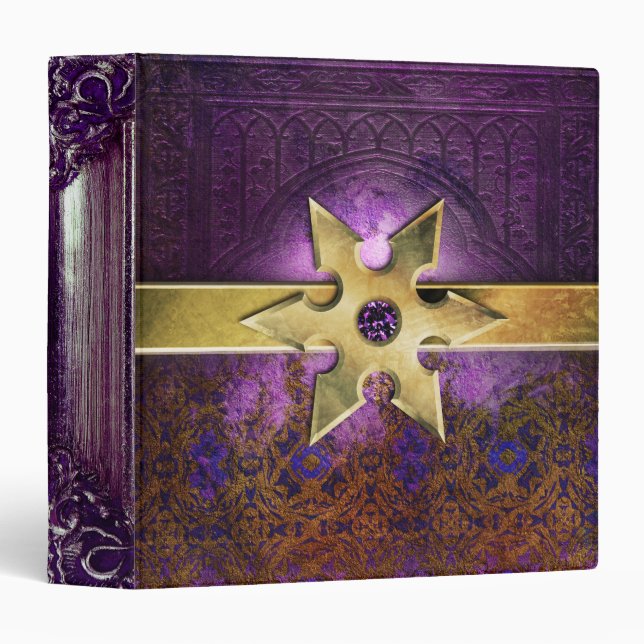 Pretty Purple Amethyst Medieval Ancient Tome Binder (Front/Spine)