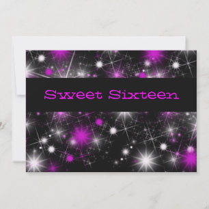 Pretty, Purple and Black Sweet Sixteen Invitation