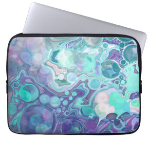Pretty Purple and Blue Abstract Faux Marble Laptop Sleeve