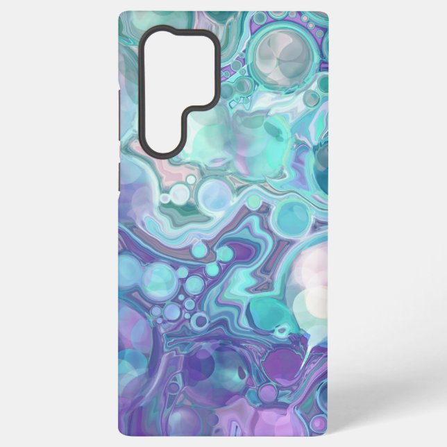 Pretty Purple and Blue Abstract Faux Marble Samsung Galaxy S22 Ultra Case (Back)