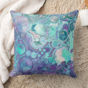 Pretty Purple and Blue Abstract Faux Marble Throw Pillow