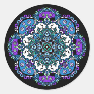 Pretty purple and blue Mandala Abstract Art Classic Round Sticker
