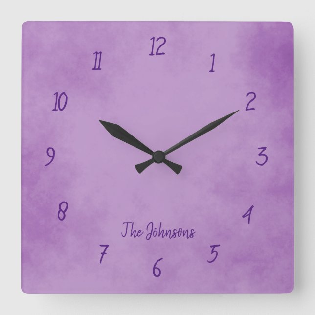 Pretty Purple and Classy Square Wall Clock (Front)