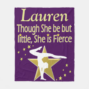 PRETTY PURPLE AND GOLD PERSONALIZE GYMNAST BLANKET