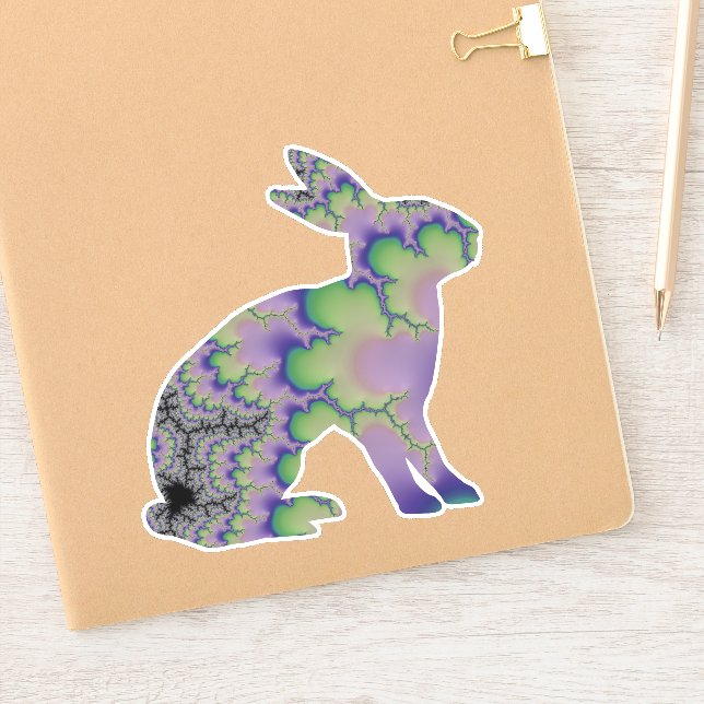 Pretty Purple and Green Fractal Bunny Rabbit (Notebook)