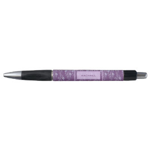 Pretty Purple and Lilac Floral Monogram Pen