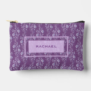 Pretty Purple and Lilac Floral Personalised Accessory Pouch